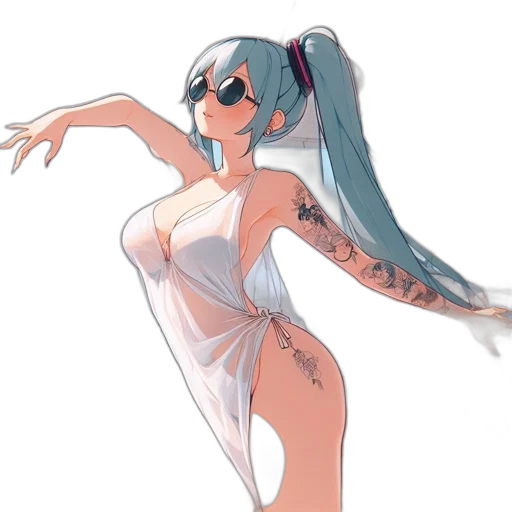 dress, robot, anime, concept art, cartoon, vaporwave, pastel, blue transparent PNG cut-out