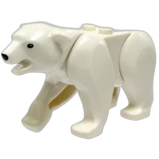 animal, 3d render, white, lego, polar, bear, mouth, open transparent PNG cut-out