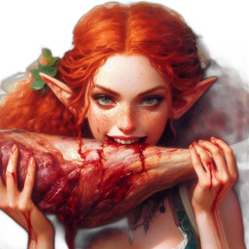 fantasy art, concept art, comic book art, photorealistic, fantastical, being, red, hair transparent PNG cut-out