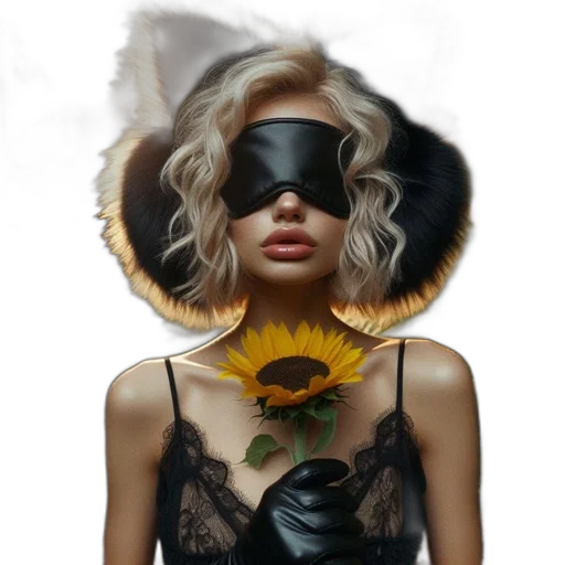 mask, hat, flower, dress, photorealistic, fantasy art, concept art, oil painting transparent PNG cut-out