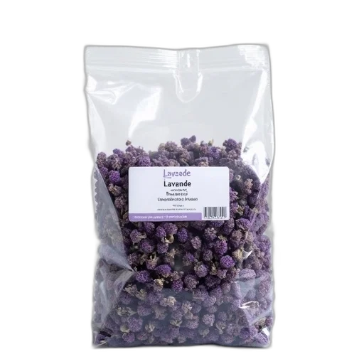 food, clear, plastic, bag, filled, dried, lavender, flowers transparent PNG cut-out
