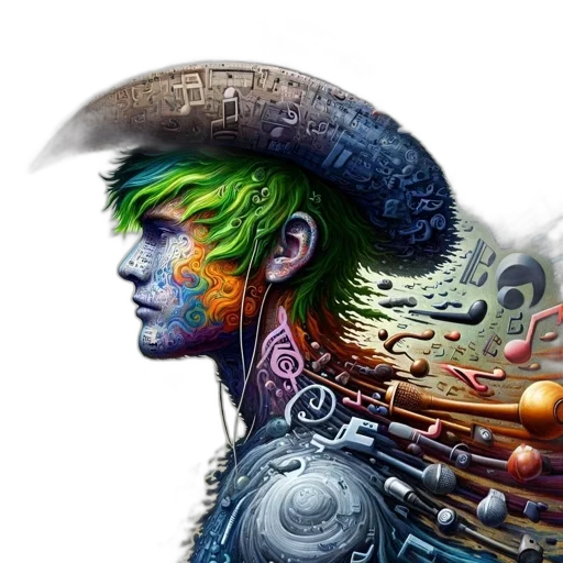 face, hat, robot, mask, fantasy art, concept art, cyberpunk, comic book art transparent PNG cut-out