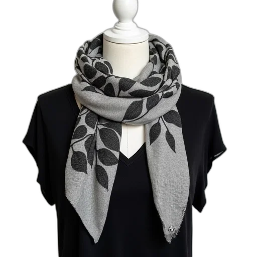 jewelry, monochrome, dark, earth tones, black, white, scarf, leaf transparent PNG cut-out