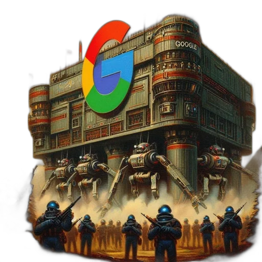 robot, building, weapon, concept art, pixel art, cyberpunk, 3d render, google transparent PNG cut-out
