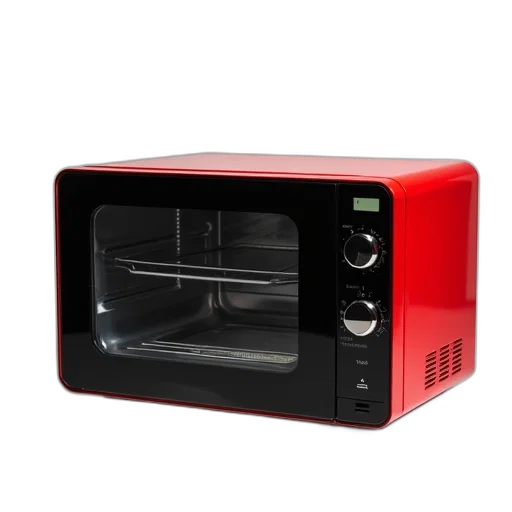 food, 3d render, red, compact, black, microwave, oven, digital transparent PNG cut-out