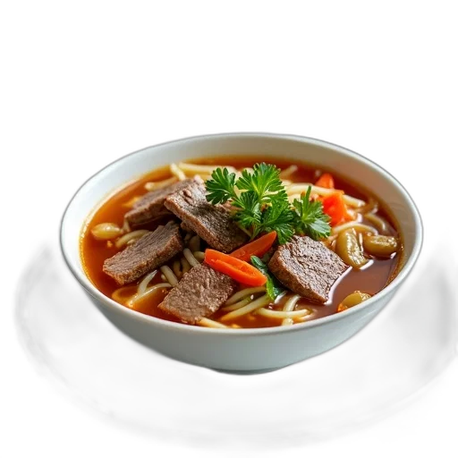 food, animal, photorealistic, 3d render, bowl, beef, noodle, soup transparent PNG cut-out
