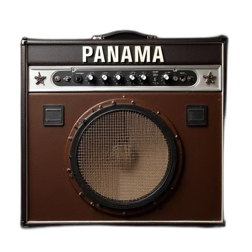 vintage, amplifier, brown, black, textured, front, panel, featuring transparent PNG cut-out