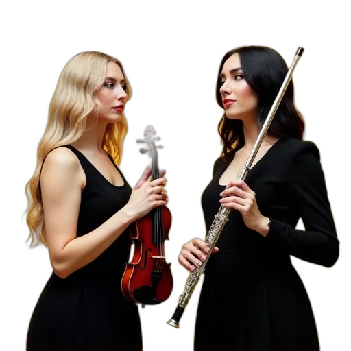 staff, promotional, poster, concert, featuring, two, women, left transparent PNG cut-out