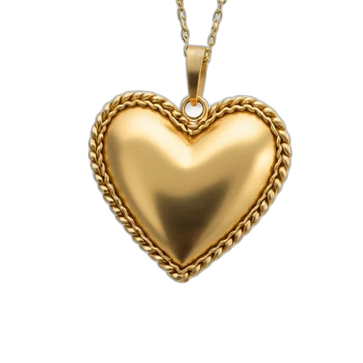 jewelry, golden, heart-shaped, pendant, twisted, rope, border, centered transparent PNG cut-out