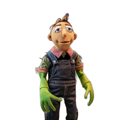 staff, jacket, creature, 3d render, concept art, cartoon, photorealistic, puppet transparent PNG cut-out