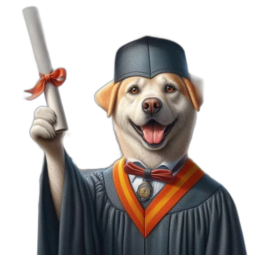 staff, hat, photorealistic, oil painting, concept art, dogs, graduation, gown transparent PNG cut-out