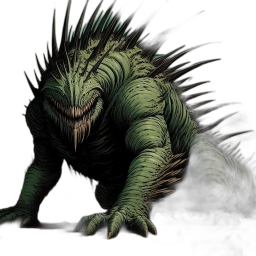 creature, dragon, animal, concept art, fantasy art, comic book art, massive, spiked transparent PNG cut-out