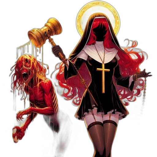 staff, concept art, comic book art, fantasy art, pixel art, red, two, contrasting transparent PNG cut-out