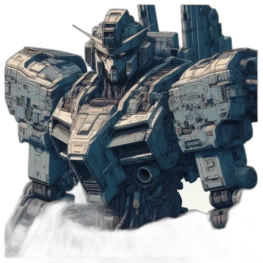 robot, weapon, concept art, watercolor, 3d render, fantasy art, blue, monochrome transparent PNG cut-out
