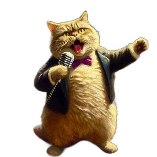staff, animal, concept art, photorealistic, 3d render, cartoon, anthropomorphic, cat transparent PNG cut-out
