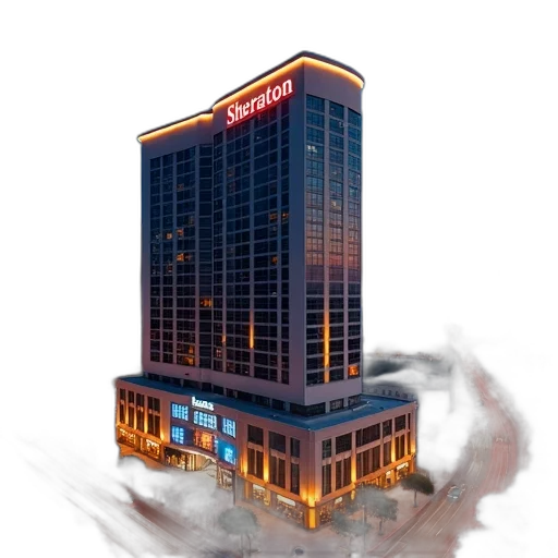 building, concept art, photorealistic, 3d render, pixel art, neon lights, modern, cityscape transparent PNG cut-out