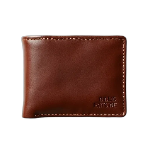 plain, brown, leather, wallet, smooth, texture, visible, branding transparent PNG cut-out