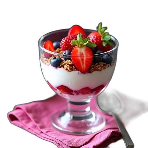 food, photorealistic, 3d render, glass, dessert, cup, filled, layers transparent PNG cut-out