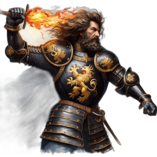sword, dragon, fantasy art, concept art, photorealistic, comic book art, fire, knight-like transparent PNG cut-out
