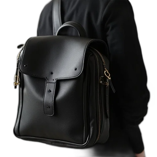 jacket, photorealistic, dark, monochrome, black, large, saddlebags, hidden transparent PNG cut-out