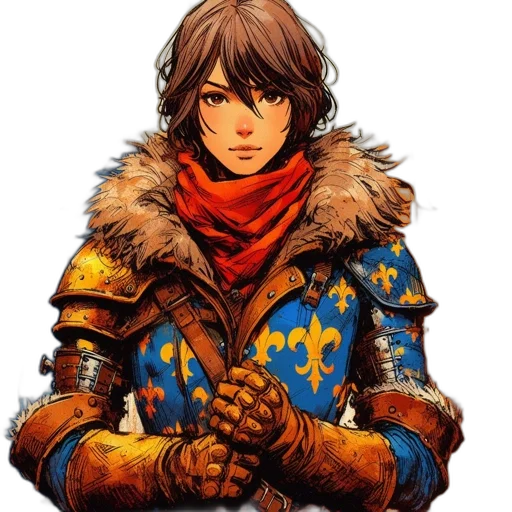 sword, jacket, weapon, face, fantasy art, pixel art, concept art, comic book art transparent PNG cut-out