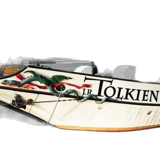 concept art, 3d render, boat, named, tolkien, dragon, painted, side transparent PNG cut-out