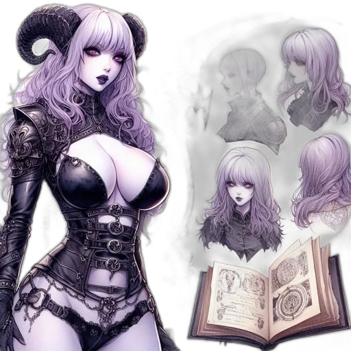 fantasy art, concept art, comic book art, anime, dark, monochrome, gothic, fantasy-themed transparent PNG cut-out
