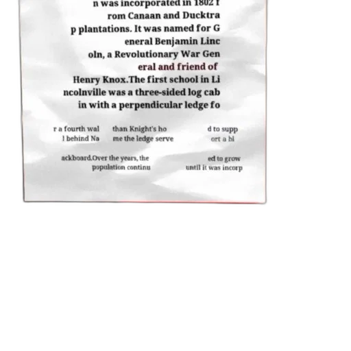 piece, paper, text, about, history, lincolnville, maine, featuring transparent PNG cut-out