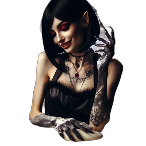 jewelry, dress, face, creature, fantasy art, concept art, photorealistic, comic book art transparent PNG cut-out