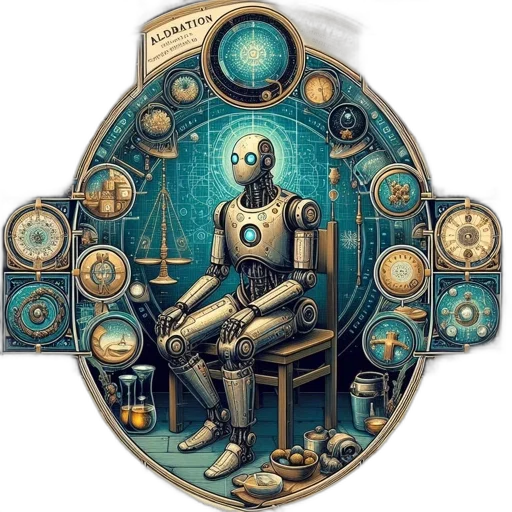 robot, staff, concept art, pixel art, cyberpunk, fantasy art, outer space, rpg transparent PNG cut-out