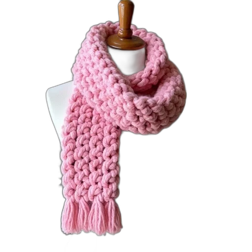 hat, pink, knitted, scarf, draped, over, mannequin, striped transparent PNG cut-out