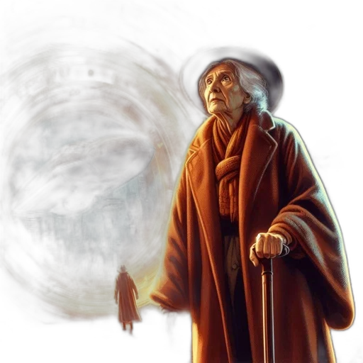 staff, hat, concept art, fantasy art, photorealistic, comic book art, fog, outer space transparent PNG cut-out