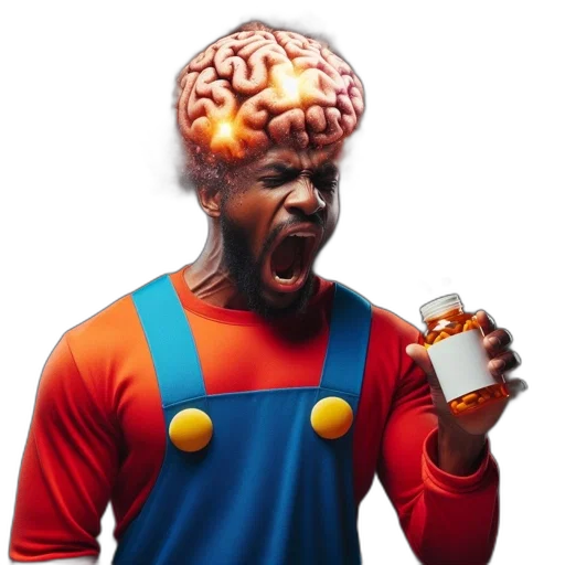 bottle, jacket, face, food, concept art, pixel art, man, vibrant transparent PNG cut-out