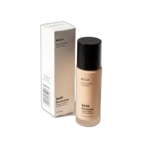 bottle, foundation, beige, color, black, cap, placed, white transparent PNG cut-out