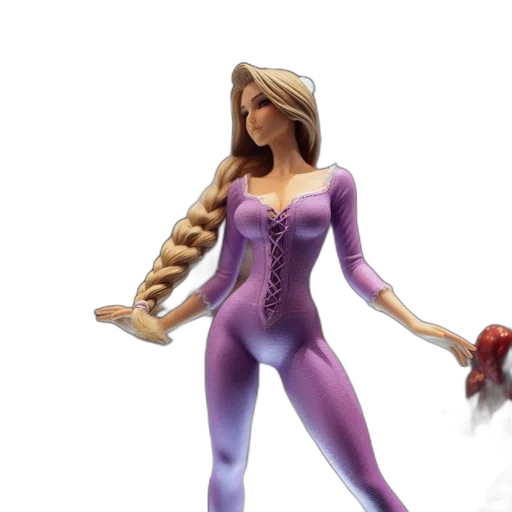 3d render, concept art, detailed, figurine, woman, purple, outfit, along transparent PNG cut-out