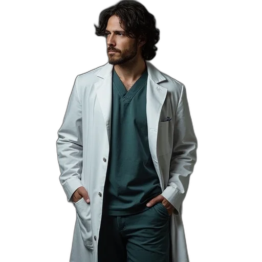jacket, staff, concept art, green transparent PNG cut-out
