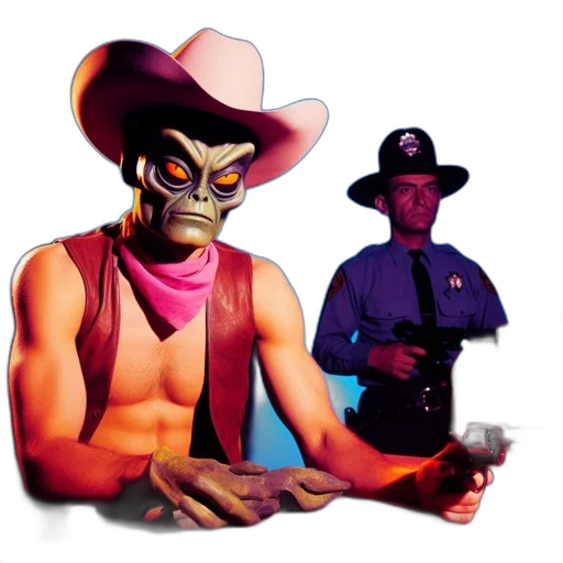concept art, comic book art, pixel art, vaporwave, two, main, characters, interact transparent PNG cut-out