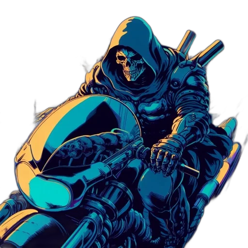 jacket, weapon, mask, sword, comic book art, concept art, pixel art, cyberpunk transparent PNG cut-out