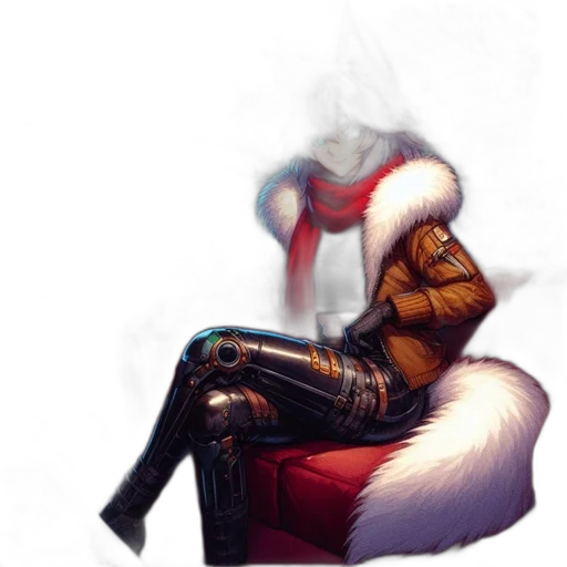 jacket, staff, concept art, fantasy art, cyberpunk, pixel art, snow, red transparent PNG cut-out