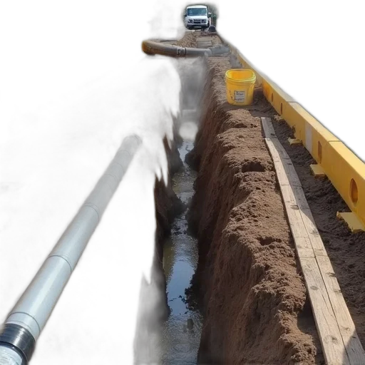 construction, site, trench, dug, ground, surrounded, yellow, barrier transparent PNG cut-out