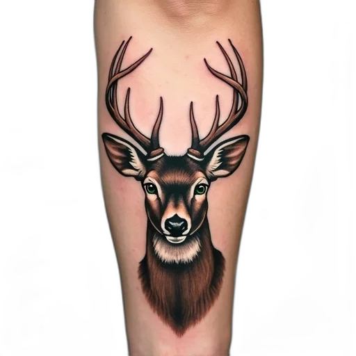 animal, photorealistic, close-up, person, arm, detailed, tattoo, deer transparent PNG cut-out