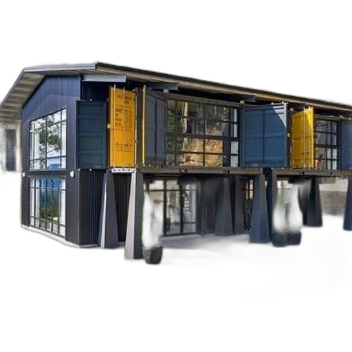 building, 3d render, concept art, photorealistic, modern, house, black, exterior transparent PNG cut-out