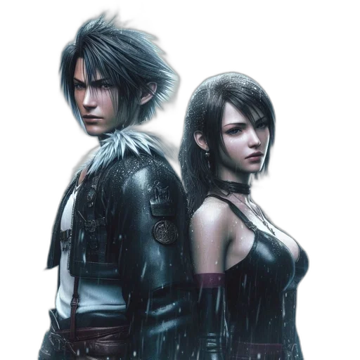 concept art, cyberpunk, fantasy art, comic book art, two, individuals, stand, side transparent PNG cut-out