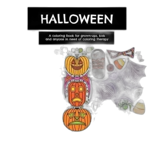 halloween-themed, coloring, book, cover, featuring, intricate, designs, pumpkins transparent PNG cut-out
