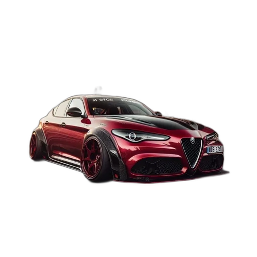 car, photorealistic, 3d render, concept art, red, sports, distinctive, decals transparent PNG cut-out