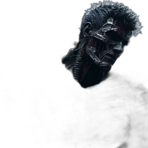 mask, face, creature, hair, 3d render, photorealistic, concept art, comic book art transparent PNG cut-out