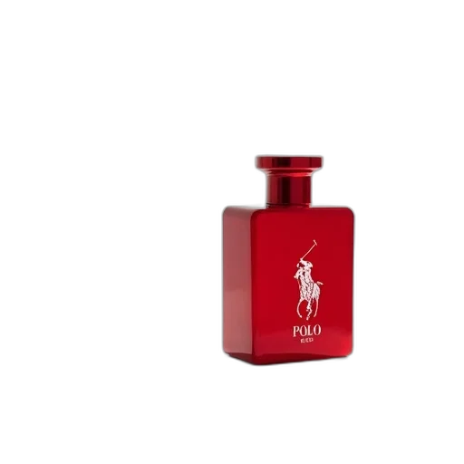 bottle, dress, 3d render, red, polo, ralph, lauren, displayed transparent PNG cut-out