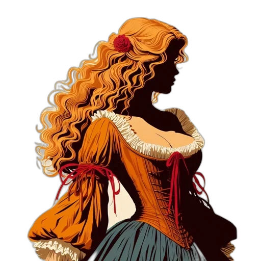 dress, crown, hair, comic book art, fantasy art, concept art, pixel art, fire transparent PNG cut-out