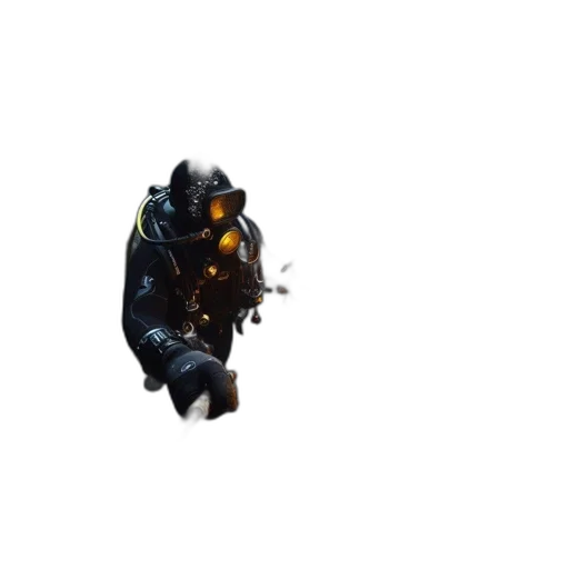 robot, creature, mask, jacket, concept art, 3d render, pixel art, cyberpunk transparent PNG cut-out