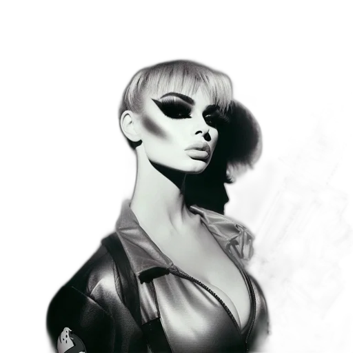 jacket, face, dress, robot, concept art, cyberpunk, fantasy art, comic book art transparent PNG cut-out